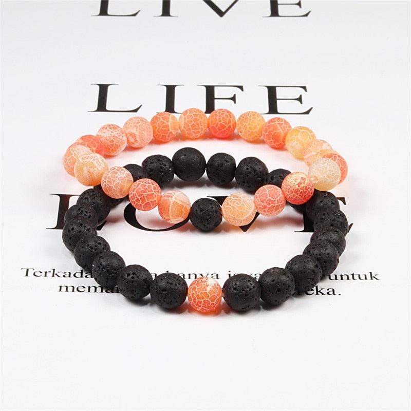 Conjunto 2 Pulseiras de Pedras Vulcânicas 0 Produtosmais_Brasil