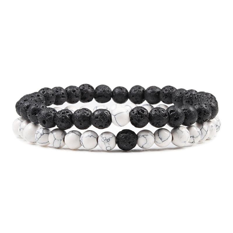 Conjunto 2 Pulseiras de Pedras Vulcânicas 0 Produtosmais_Brasil