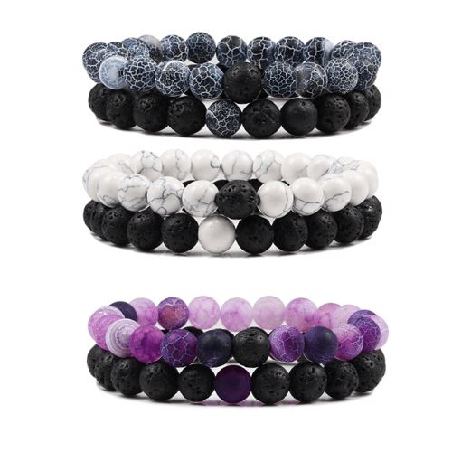 Conjunto 2 Pulseiras de Pedras Vulcânicas 0 Produtosmais_Brasil 